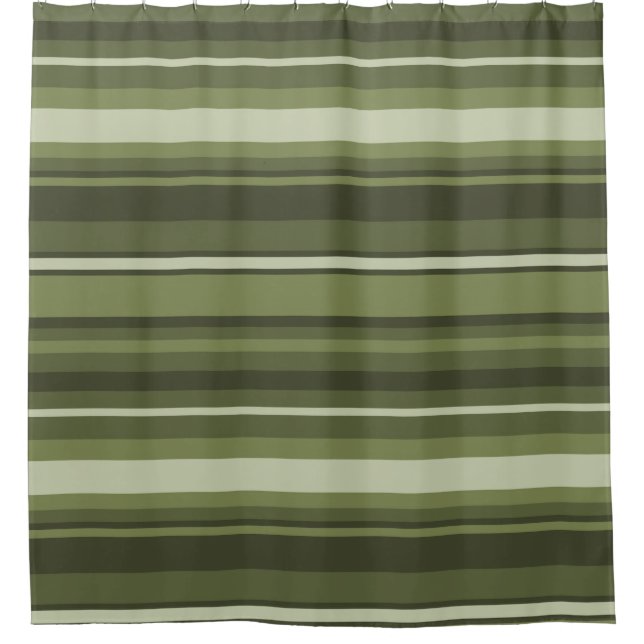 Olive green stripes shower curtain (Front)