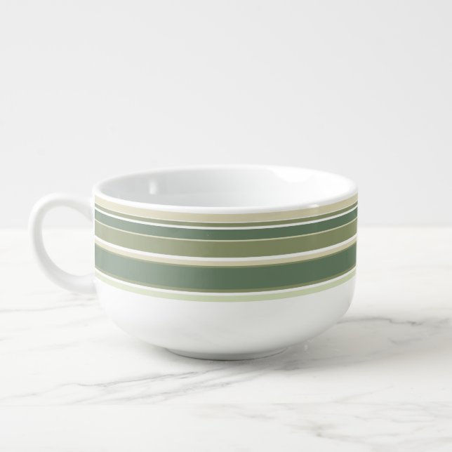 Olive green stripes soup mug (Right)