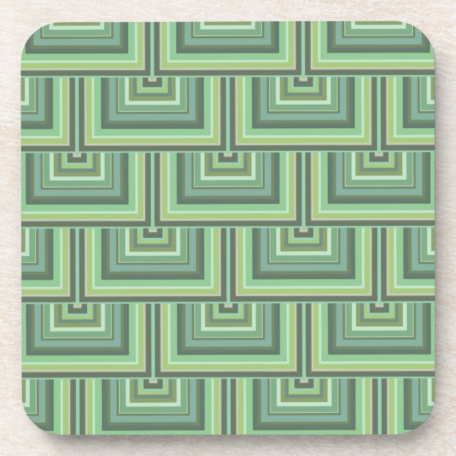 Olive green stripes square coaster (Front)