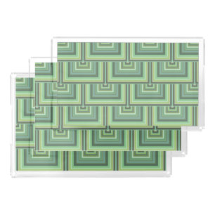 Olive green stripes square scales pattern acrylic tray