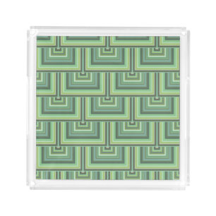 Olive green stripes square scales pattern acrylic tray