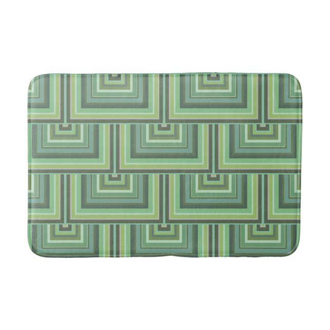 Olive green stripes square scales pattern bathroom mat (Front)