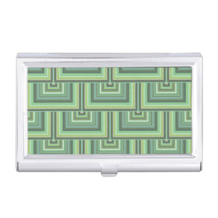 Olive green stripes square scales pattern business card holder