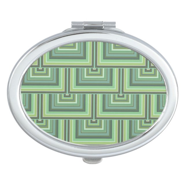 Olive green stripes square scales pattern compact mirror (Front)