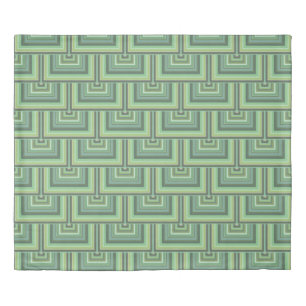 Olive green stripes square scales pattern duvet cover
