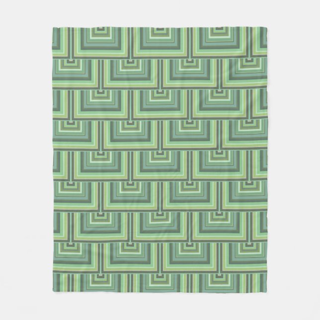 Olive green stripes square scales pattern fleece blanket (Front)