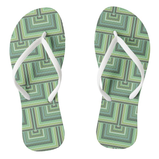 Olive green stripes square scales pattern flip flops (Footbed)