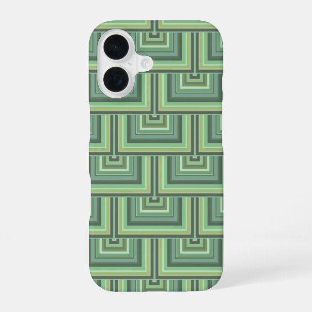 Olive green stripes square scales pattern iphone case (Back)