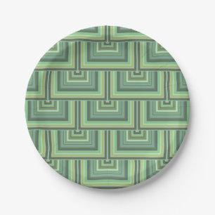 Olive green stripes square scales pattern paper plates