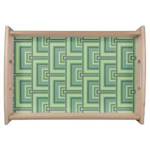 Olive green stripes square scales pattern serving tray