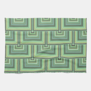 Olive green stripes square scales pattern towel
