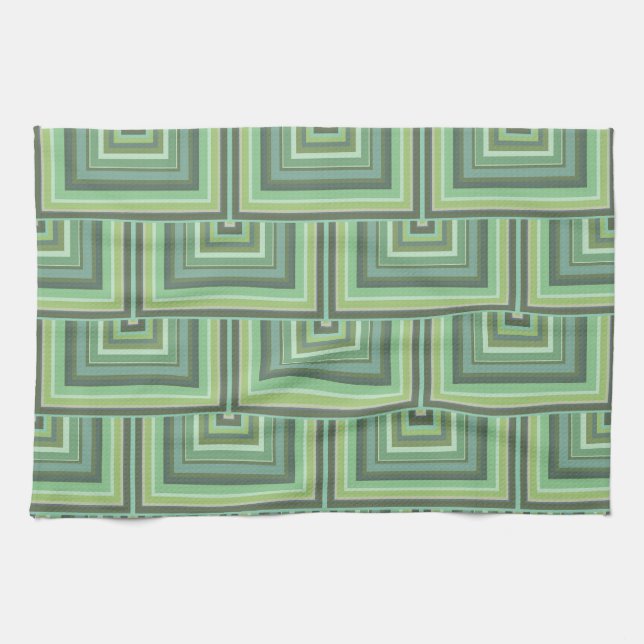 Olive green stripes square scales pattern towel (Horizontal)