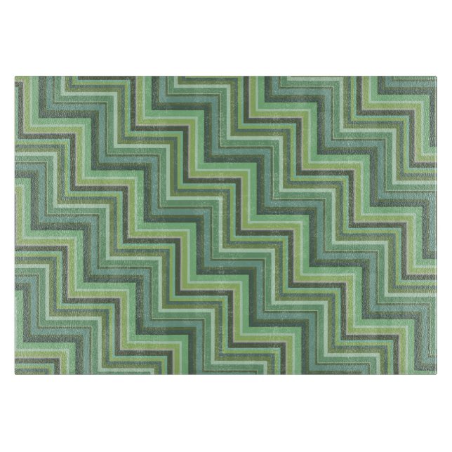 Olive green stripes stairs pattern cutting board (Front)