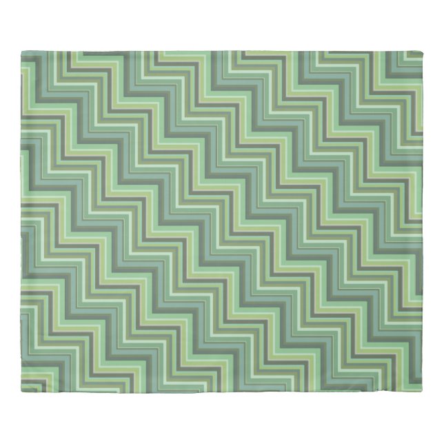Olive green stripes stairs pattern duvet cover (Front)