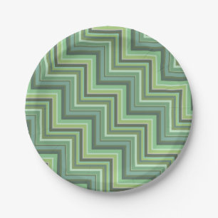 Olive green stripes stairs pattern paper plates