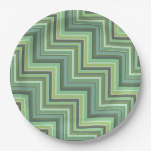 Olive green stripes stairs pattern paper plates