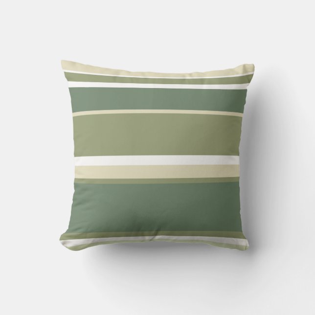 Olive green stripes throw pillow (Front)