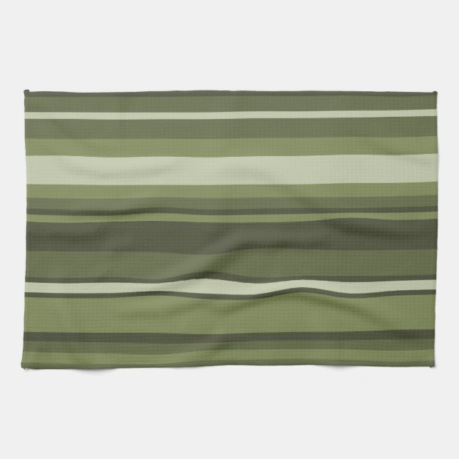 Olive green stripes towel (Horizontal)