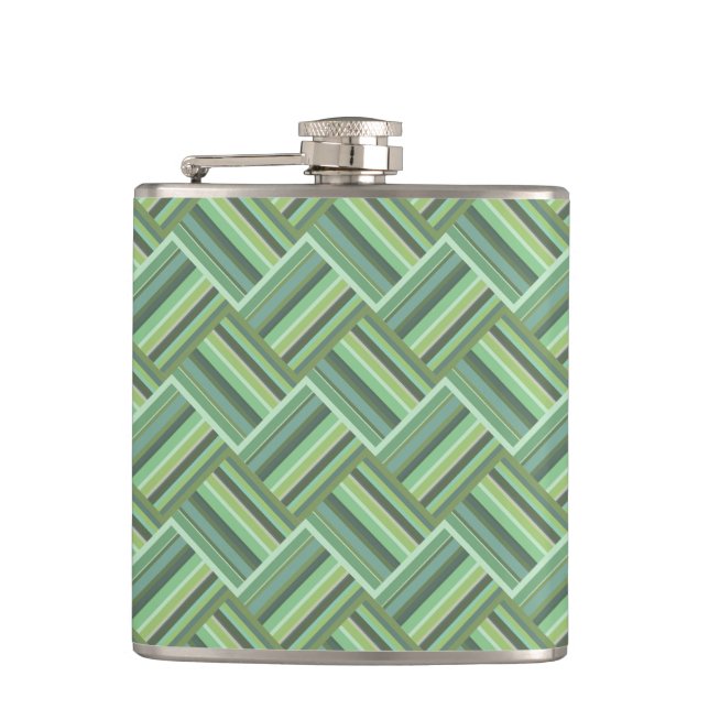 Olive green stripes weave flask (Front)