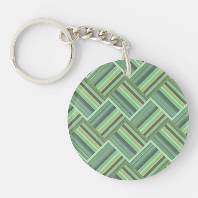 Olive green stripes weave keychain (Front)