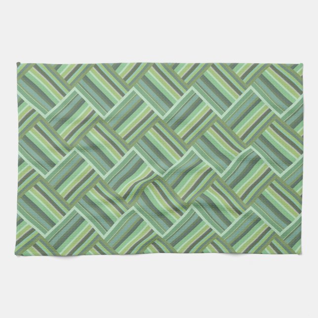 Olive green stripes weave kitchen towel (Horizontal)