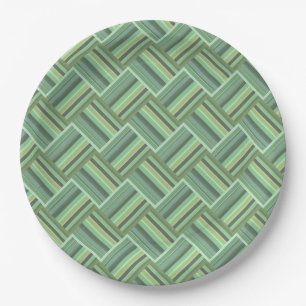 Olive green stripes weave paper plates