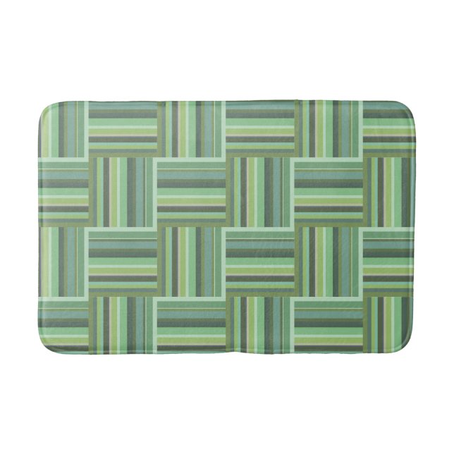 Olive green stripes weave pattern bathroom mat (Front)