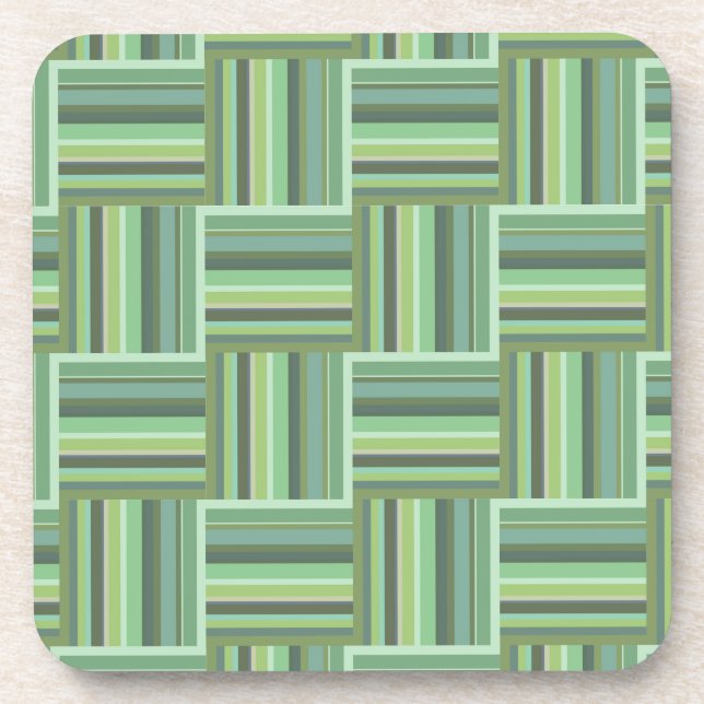 Olive green stripes weave pattern drink coaster (Front)
