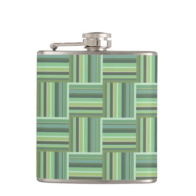 Olive green stripes weave pattern flask (Front)