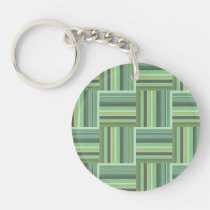 Olive green stripes weave pattern keychain