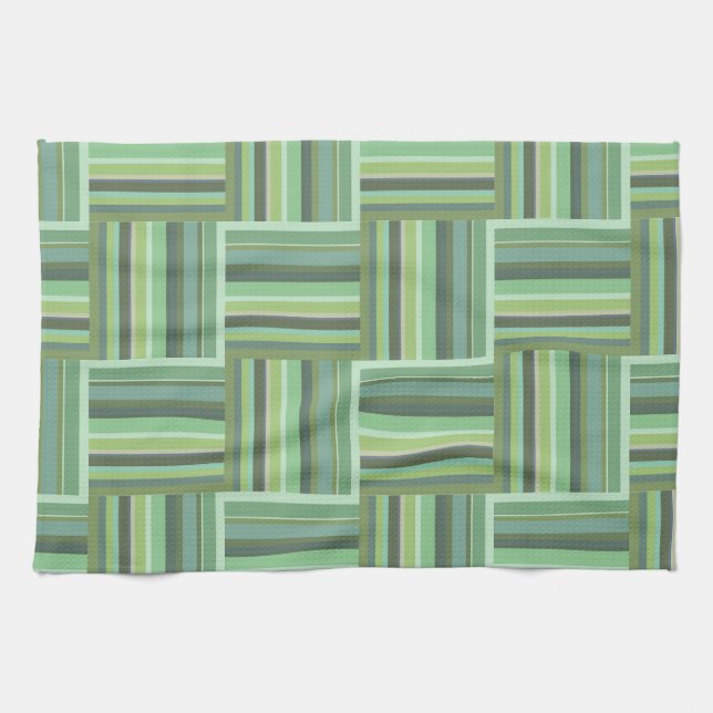 Olive green stripes weave pattern kitchen towel (Horizontal)