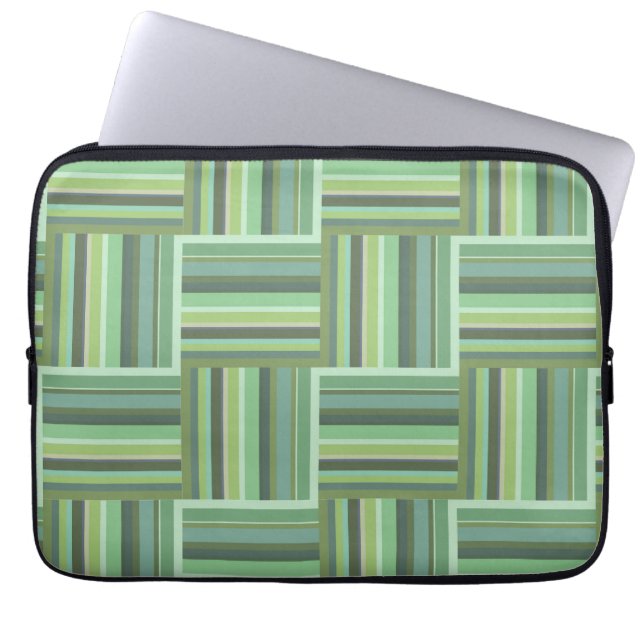 Olive green stripes weave pattern laptop sleeve (Front)