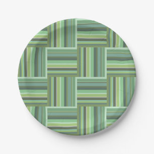 Olive green stripes weave pattern paper plates