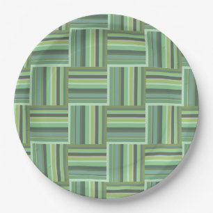 Olive green stripes weave pattern paper plates
