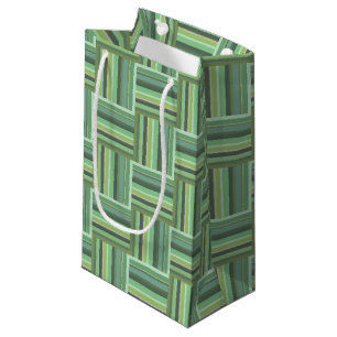 Olive green stripes weave pattern small gift bag