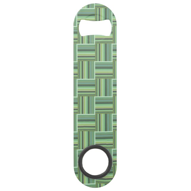 Olive green stripes weave pattern speed bottle opener (Front)