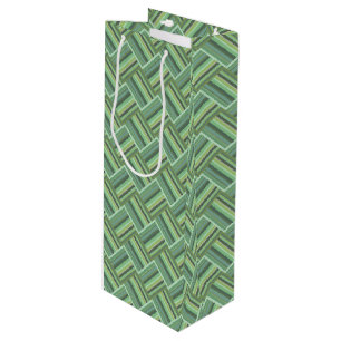 Olive green stripes weave wine gift bag