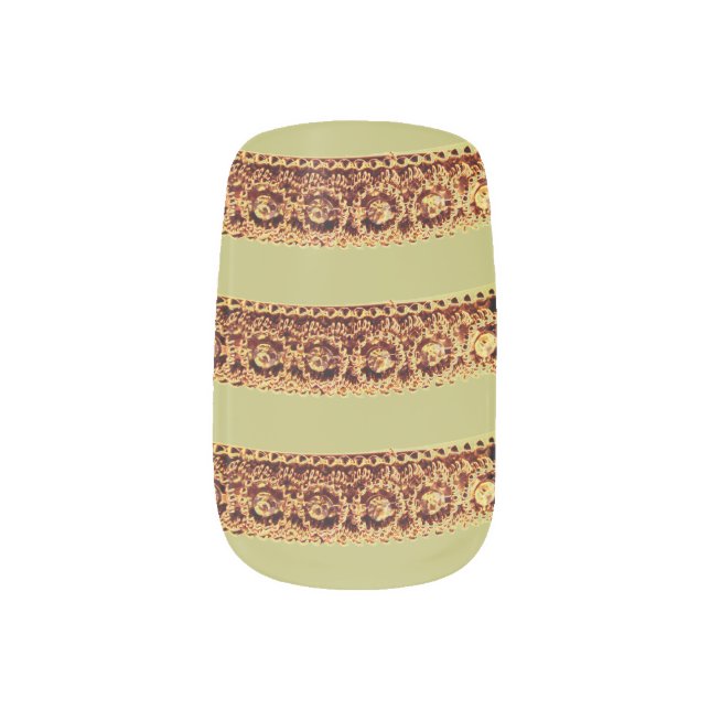 Olive Green - Style - Gold Minx Nail Art (Right Thumb)