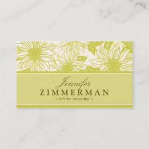 Olive Green Sunflowers Floral Business Card