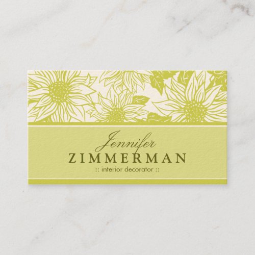 Olive Green Sunflowers Floral Business Card