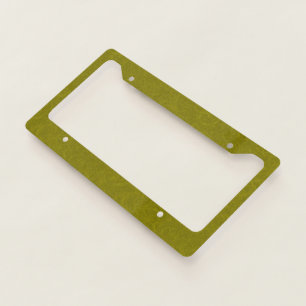 Olive green surface with subtle swirling pattern license plate frame