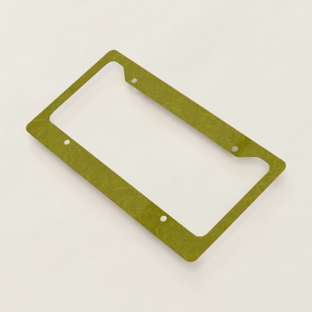 Olive green surface with subtle swirling pattern license plate frame (3/4)