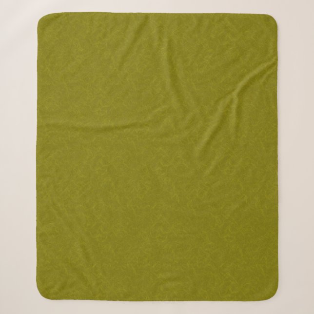Olive green surface with subtle swirling pattern sherpa blanket (Front)