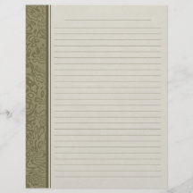Olive Green Swirl Pattern Lined Binder Paper