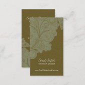 Olive green swirls interior designer business card (Front/Back)