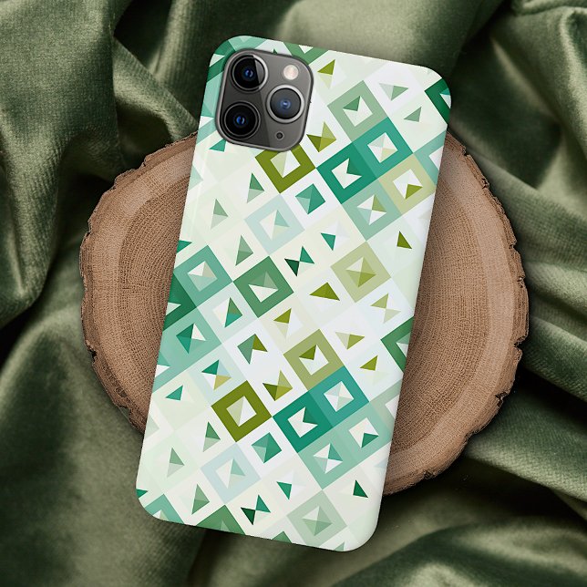 Olive Green Teal Blue Ivory Mosaic Art Pattern iPhone Case (Creator Uploaded)