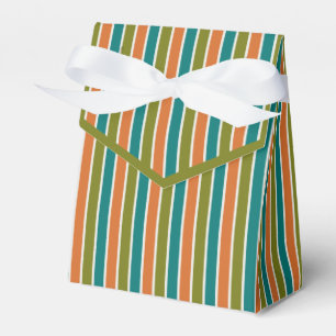 Olive green, Teal, Orange Striped Favor Boxes