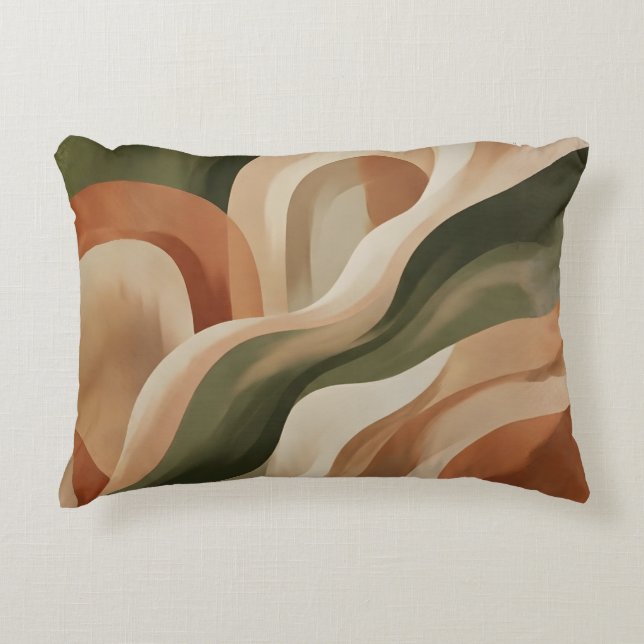 Olive Green Terracotta Abstract Accent Pillow (Front)