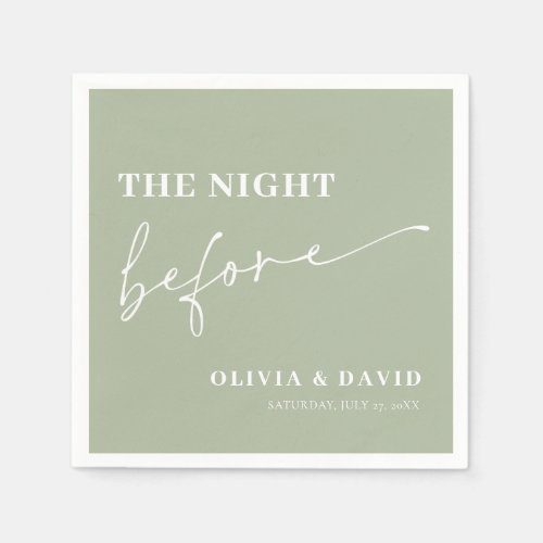 Olive Green The Night Before Rehearsal Dinner Napkins