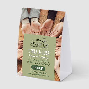 Olive Green Therapy Counseling Your Logo Here Paper Table Tent
